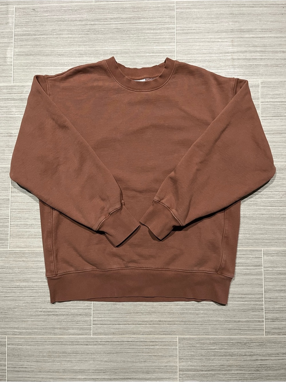 TNA Cozy Fleece Boyfriend Brown Crewneck Pullover - Women's - Small